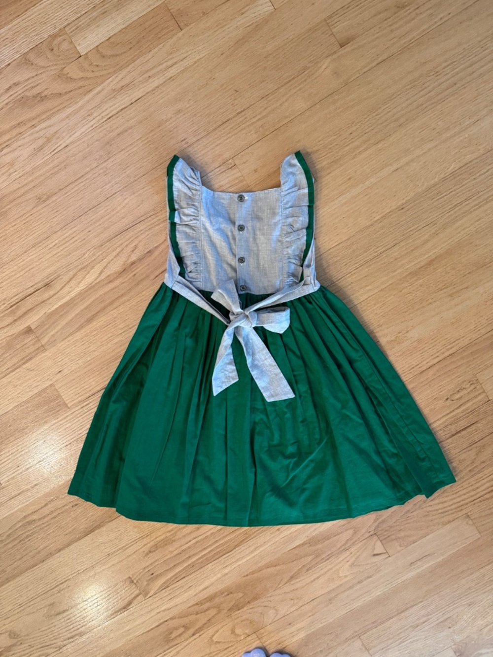 Well Dressed Wolf Green and Gray Bunting Girls Dress Size 7 - Picture 3 of 3